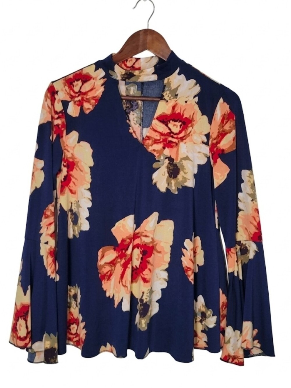 Chelsea & Theodore navy floral blouse